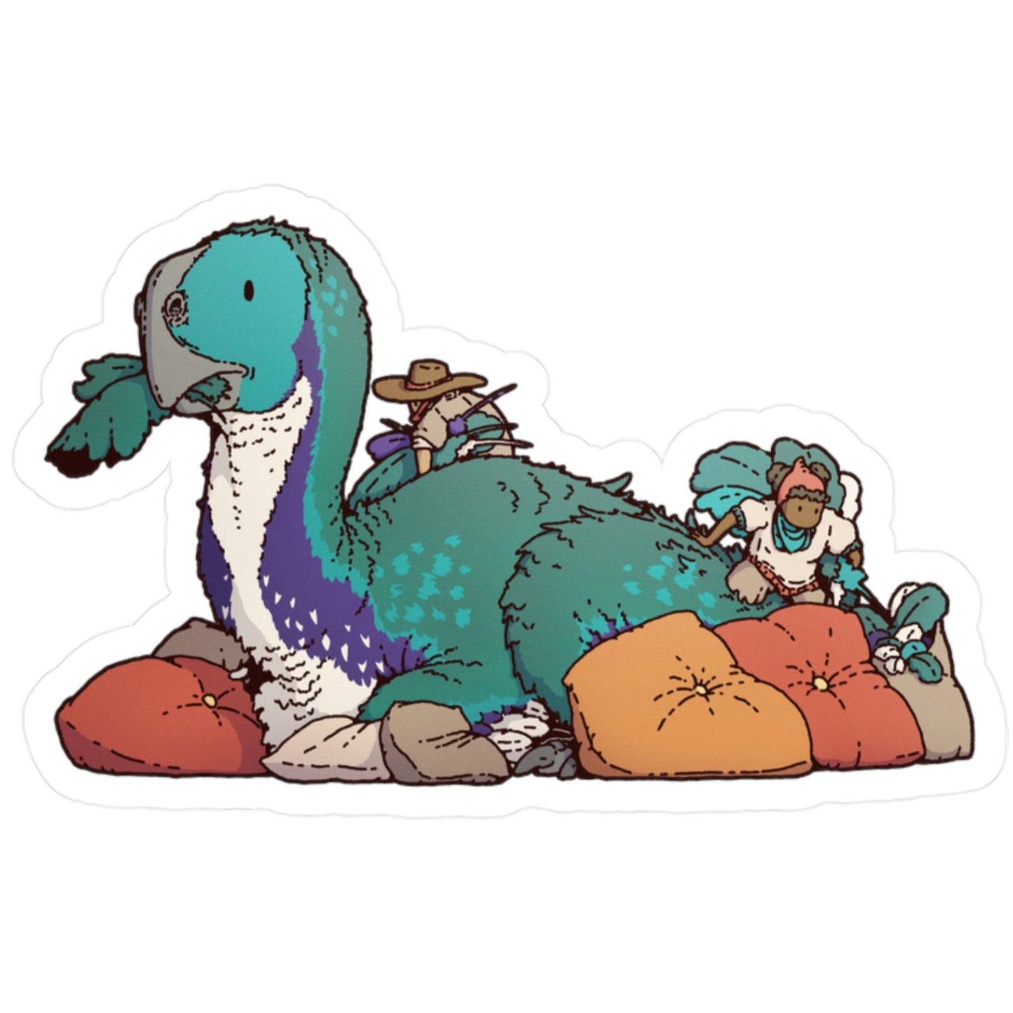 Gigantoraptor Pillows Sticker