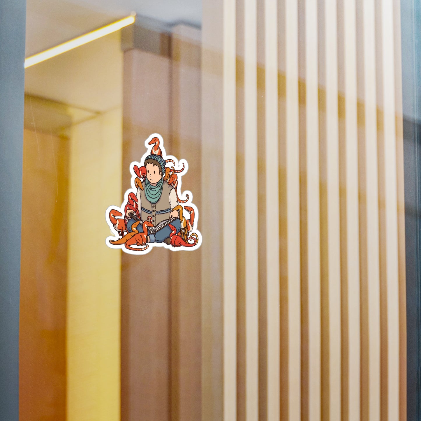 Reading to Compsognathus Sticker