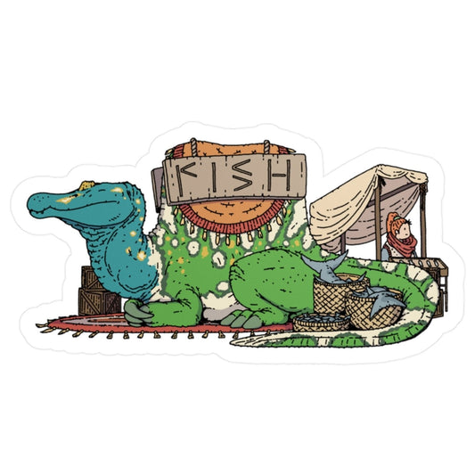 Spinosaurus Fish Merchant Sticker