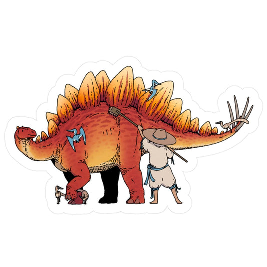 Scrubbing Stegosaurus Sticker