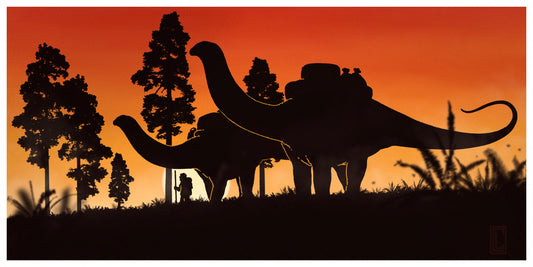 Apatosaurus Caravan at Sunset